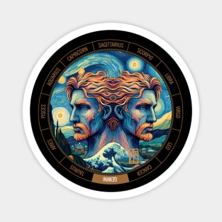 ZODIAC Gemini - Astrological GEMINI - GEMINI - ZODIAC sign - Van Gogh style - 10 Magnet